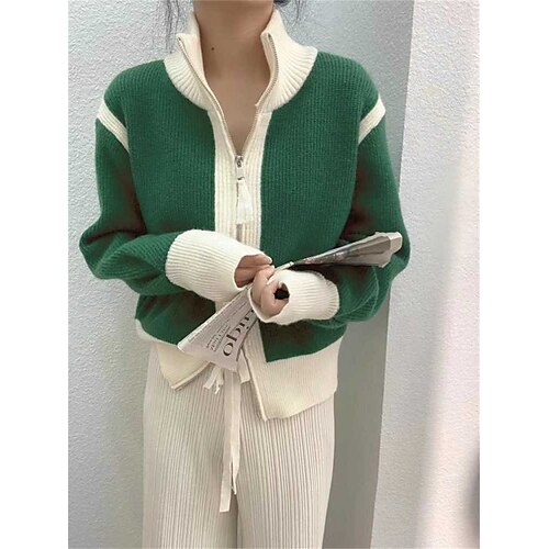 Damen Strickjacke Ständer Gerippt Stricken Gestrickt Patchwork Zip Herbst Winter Standard Outdoor Täglich Ausgehen Stilvoll Brautkleider schlicht Weich Langarm Farbblock Schwarz Weiß Grün S M L
Damen Strickjacke Ständer Gerippt Stricken Gestrickt Patchwork Zip Herbst Winter Standard Outdoor Täglich Ausgehen Stilvoll Brautkleider schlicht Weich Langarm Farbblock Schwarz Weiß Grün S M L