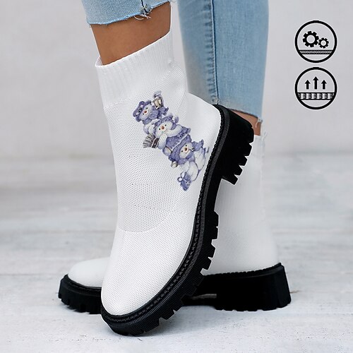 Botas de calcetín de punto con mosca, cómodas y agradables para la piel, con estampado gráfico de elfo y muñeco de nieve navideño para mujer
Botas de calcetín de punto con mosca, cómodas y agradables para la piel, con estampado gráfico de elfo y muñeco de nieve navideño para mujer