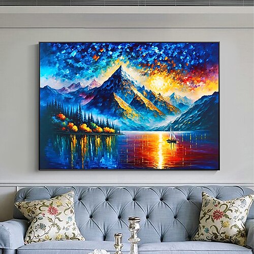 Handgefertigtes, handgemaltes Ölgemälde, großes Original-Ölgemälde mit Berglandschaft auf Leinwand, abstraktes Gemälde mit Seeblick, farbenfrohe Landschaft, Schlafzimmer, Wandkunst, Dekor, gerollte
Handgefertigtes, handgemaltes Ölgemälde, großes Original-Ölgemälde mit Berglandschaft auf Leinwand, abstraktes Gemälde mit Seeblick, farbenfrohe Landschaft, Schlafzimmer, Wandkunst, Dekor, gerollte