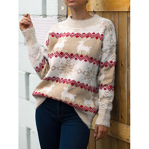 Women's Ugly Christmas Sweater Pullover Sweater Jumper Christmas Sweaters Crew Neck Ribbed Knit Polyester Knitted Print Fall Winter Regular Outdoor Christmas Daily Stylish Casual Soft Long Sleeve Elk
Women's Ugly Christmas Sweater Pullover Sweater Jumper Christmas Sweaters Crew Neck Ribbed Knit Polyester Knitted Print Fall Winter Regular Outdoor Christmas Daily Stylish Casual Soft Long Sleeve Elk