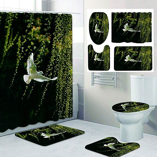 Blumenmuster, 4-teiliges Duschvorhang-Set, Badezimmer-Sets, moderne Heim-Badezimmer-Dekoration mit Badematte in U-Form und Toilettendeckel-Abdeckmatte und 12 Haken
Blumenmuster, 4-teiliges Duschvorhang-Set, Badezimmer-Sets, moderne Heim-Badezimmer-Dekoration mit Badematte in U-Form und Toilettendeckel-Abdeckmatte und 12 Haken