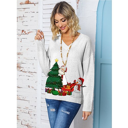 Mujer Suéter navideño feo Suéter de punto Escote en Pico Estriado Tejer Poliéster De Punto Estampado Otoño Invierno Regular Exterior Navidad Festivos Diario Elegante Casual Manga Larga Papá Noel
Mujer Suéter navideño feo Suéter de punto Escote en Pico Estriado Tejer Poliéster De Punto Estampado Otoño Invierno Regular Exterior Navidad Festivos Diario Elegante Casual Manga Larga Papá Noel