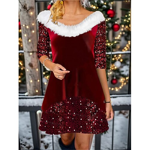 Robe de Noël Robe velours Robe casual Femme Mini robe Paillettes Patchwork Extérieur Noël du quotidien Mode Moderne Col V manche longue 2023 Standard Vin Dorée S M L XL XXL
Robe de Noël Robe velours Robe casual Femme Mini robe Paillettes Patchwork Extérieur Noël du quotidien Mode Moderne Col V manche longue 2023 Standard Vin Dorée S M L XL XXL