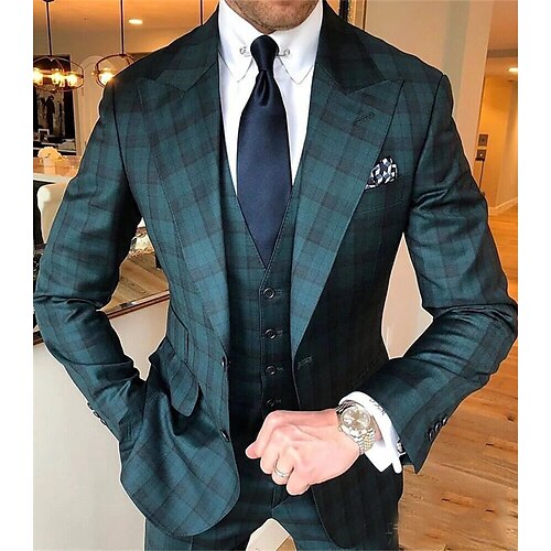 Grün Herren Hochzeit Anzüge Suits 3-teiliges Set Kariert Reguläre Passform Einreiher - 2 Knöpfe 2023
Grün Herren Hochzeit Anzüge Suits 3-teiliges Set Kariert Reguläre Passform Einreiher - 2 Knöpfe 2023