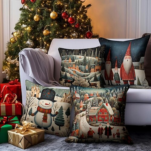 Weihnachtsdekorationen, doppelseitiger Kissenbezug, 4 Stück, skandinavische Volkskunst, weich, dekorativ, quadratischer Kissenbezug, Kissenbezug für Schlafzimmer, Wohnzimmer, Sofa, Couch, Stuhl
Weihnachtsdekorationen, doppelseitiger Kissenbezug, 4 Stück, skandinavische Volkskunst, weich, dekorativ, quadratischer Kissenbezug, Kissenbezug für Schlafzimmer, Wohnzimmer, Sofa, Couch, Stuhl