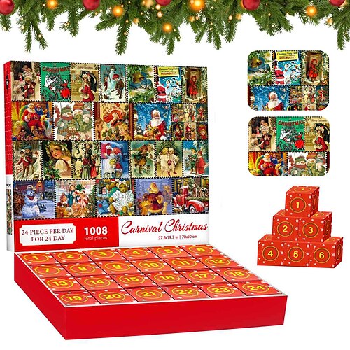 Calendrier de l'Avent de Noël 2023, calendrier de l'Avent de Noël, puzzle 24 jours, 1008 pièces pour adultes, garçons et filles, jouets, cadeau de Noël
Calendrier de l'Avent de Noël 2023, calendrier de l'Avent de Noël, puzzle 24 jours, 1008 pièces pour adultes, garçons et filles, jouets, cadeau de Noël