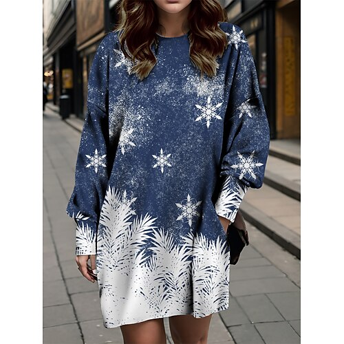 Women's Casual Dress Sweatshirt Dress Mini Dress Warm Fashion Outdoor Christmas Holiday Crew Neck Pocket Print Snowflake Loose Fit Blue S M L XL XXL
Women's Casual Dress Sweatshirt Dress Mini Dress Warm Fashion Outdoor Christmas Holiday Crew Neck Pocket Print Snowflake Loose Fit Blue S M L XL XXL
