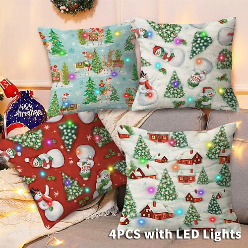 Housse de coussin avec lumières LED de Noël, 4 pièces, bonhomme de neige, taie d'oreiller carrée décorative douce pour chambre à coucher, salon, canapé, chaise, qualité supérieure
Housse de coussin avec lumières LED de Noël, 4 pièces, bonhomme de neige, taie d'oreiller carrée décorative douce pour chambre à coucher, salon, canapé, chaise, qualité supérieure