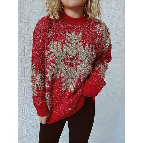 Women's Ugly Christmas Sweater Pullover Sweater Jumper Crew Neck Ribbed Knit Polyester Oversized Fall Winter Regular Outdoor Christmas Daily Stylish Casual Soft Long Sleeve Elk Snowflake Wine Red S M
Women's Ugly Christmas Sweater Pullover Sweater Jumper Crew Neck Ribbed Knit Polyester Oversized Fall Winter Regular Outdoor Christmas Daily Stylish Casual Soft Long Sleeve Elk Snowflake Wine Red S M