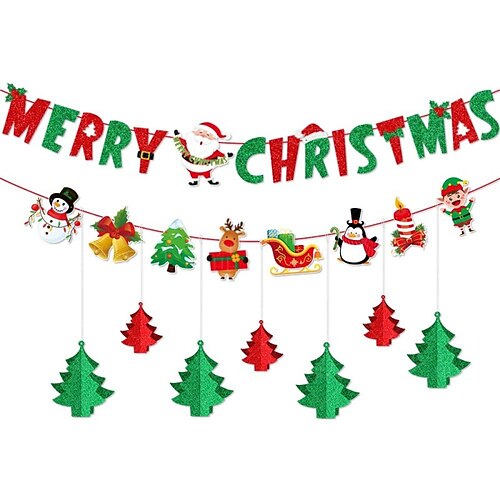 decoración de fiesta de navidad feliz navidad bandera colgante de árbol de navidad 3d
decoración de fiesta de navidad feliz navidad bandera colgante de árbol de navidad 3d