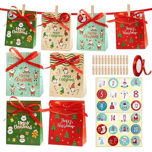 24 Sets Weihnachts-Geschenktüten-Set, Adventskalender-Boxen, 24-Tage-Countdown für Dekorationen, zum Selbermachen, hängende Süßigkeiten-Geschenktüten, Süßigkeiten-Geschenktüten für Kinder
24 Sets Weihnachts-Geschenktüten-Set, Adventskalender-Boxen, 24-Tage-Countdown für Dekorationen, zum Selbermachen, hängende Süßigkeiten-Geschenktüten, Süßigkeiten-Geschenktüten für Kinder