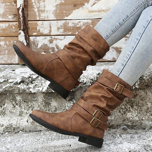 Women's Boots Slouchy Boots Daily Flat Heel Round Toe Casual Faux Leather Loafer Black Brown Gray
Women's Boots Slouchy Boots Daily Flat Heel Round Toe Casual Faux Leather Loafer Black Brown Gray