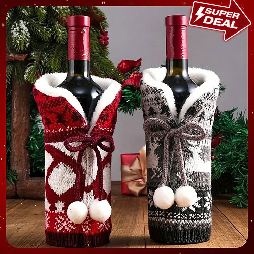 

Рождественские чехлы для вина, вязаные чехлы для бутылок вина, рождественские украшения, товары для дома, праздничные чехлы для бутылок вина, товары для малого бизнеса