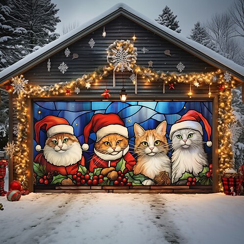 Couverture de porte de garage extérieure de noël, vitrail de chats, bannière de porte de noël, grande porte murale, décoration de toile de fond de noël pour décorations murales de maison de vacances
Couverture de porte de garage extérieure de noël, vitrail de chats, bannière de porte de noël, grande porte murale, décoration de toile de fond de noël pour décorations murales de maison de vacances