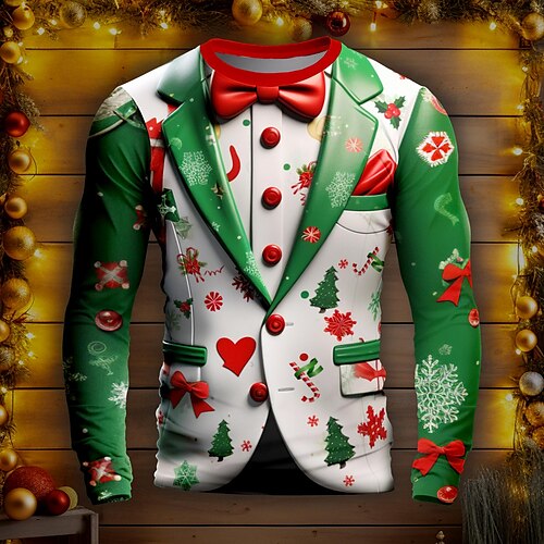 Arbre de Noël Motif de flocon de neige Motif de Noël du quotidien Extérieur Décontractées Homme 3D effet T-shirts drôles Soirée Casual Vacances Noël T-shirt Vert manche longue Col Ras du Cou Chemise
Arbre de Noël Motif de flocon de neige Motif de Noël du quotidien Extérieur Décontractées Homme 3D effet T-shirts drôles Soirée Casual Vacances Noël T-shirt Vert manche longue Col Ras du Cou Chemise