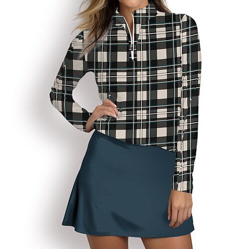 Femme T-shirt POLO Chemise de golf Respirable Séchage rapide Evacuation de l'humidité manche longue Vêtements de golf Top Standard Zippé Col Montant Plaid Printemps Automne Tennis Le golf Pickleball
Femme T-shirt POLO Chemise de golf Respirable Séchage rapide Evacuation de l'humidité manche longue Vêtements de golf Top Standard Zippé Col Montant Plaid Printemps Automne Tennis Le golf Pickleball