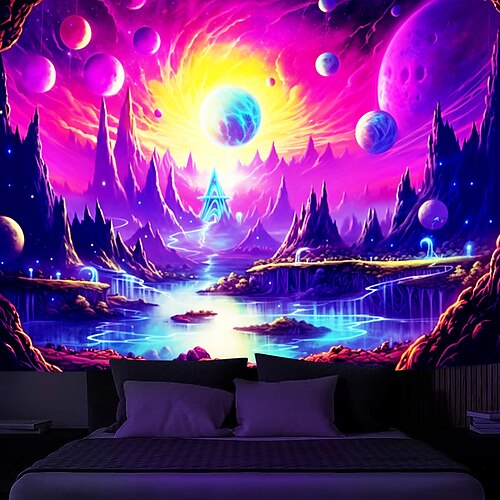Schwarzlicht-Wandteppich, UV-reaktiv, leuchtet im Dunkeln, nebliger Bergmond, Naturlandschaft, hängender Wandteppich, Wandkunst-Wandbild für Wohnzimmer, Schlafzimmer
Schwarzlicht-Wandteppich, UV-reaktiv, leuchtet im Dunkeln, nebliger Bergmond, Naturlandschaft, hängender Wandteppich, Wandkunst-Wandbild für Wohnzimmer, Schlafzimmer