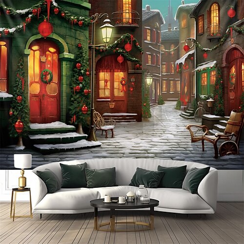 Tapiz colgante de ciudad navideña, arte de pared, tapiz grande de Navidad, decoración mural, fotografía, telón de fondo, manta, cortina, hogar, dormitorio, sala de estar
Tapiz colgante de ciudad navideña, arte de pared, tapiz grande de Navidad, decoración mural, fotografía, telón de fondo, manta, cortina, hogar, dormitorio, sala de estar