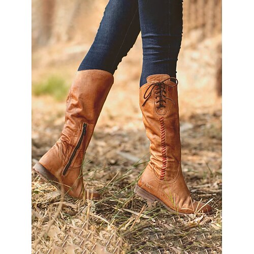 Mujer Botas Tallas Grandes Exterior Diario Botas hasta la rodilla Con Cordón Tacón Plano Dedo redondo Vintage Casual Minimalismo Cuero Sintético Cremallera Color sólido Marrón
Mujer Botas Tallas Grandes Exterior Diario Botas hasta la rodilla Con Cordón Tacón Plano Dedo redondo Vintage Casual Minimalismo Cuero Sintético Cremallera Color sólido Marrón