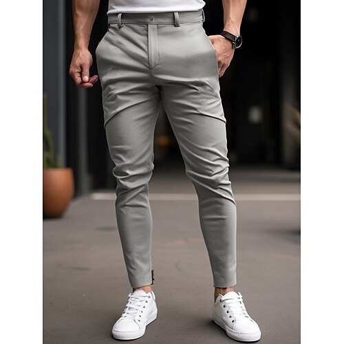 

Men's Trousers Chinos Chino Pants Pocket Pleats Plain Comfort Breathable Outdoor Daily Going out Cotton Blend Fashion Casual Black White