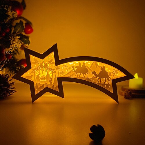 

crèche de Noël étoile lanternes de Noël boîte d'ombre pour les projets cricut bricolage joyeux Noël crèche étoile lampe décoration 25 cm / 9,8 pouces 1 pc