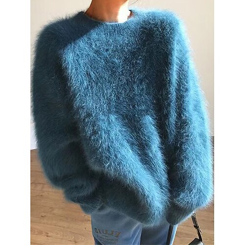 Women's Pullover Sweater Jumper Crew Neck Ribbed Knit Polyester Knitted Fall Winter Regular Outdoor Daily Going out Fashion Streetwear Casual Long Sleeve Solid Color White Blue Brown One-Size
Women's Pullover Sweater Jumper Crew Neck Ribbed Knit Polyester Knitted Fall Winter Regular Outdoor Daily Going out Fashion Streetwear Casual Long Sleeve Solid Color White Blue Brown One-Size