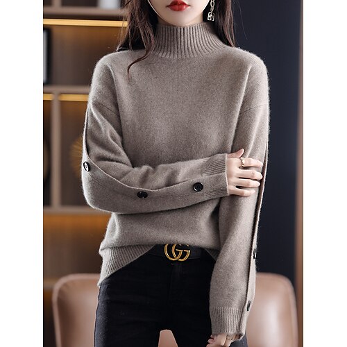 Pull Femme A côtes Tricoter Col Roulé Polyester Bouton Automne Hiver Normal Extérieur du quotidien Sortie mode Décontractées Flexible manche longue Couleur unie bleu marine Chameau Café M L XL
Pull Femme A côtes Tricoter Col Roulé Polyester Bouton Automne Hiver Normal Extérieur du quotidien Sortie mode Décontractées Flexible manche longue Couleur unie bleu marine Chameau Café M L XL