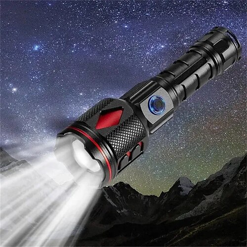 Lampe de poche LED avec zoom rechargeable par usb, lumière forte, laser blanc, éclairage extérieur multifonctionnel à longue portée, lampes de recherche (sans batterie)
Lampe de poche LED avec zoom rechargeable par usb, lumière forte, laser blanc, éclairage extérieur multifonctionnel à longue portée, lampes de recherche (sans batterie)