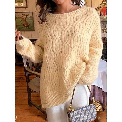Mujer Suéter de punto Cuello Barco Cable Tejer Poliéster De Punto Otoño Invierno Regular Exterior Diario Cita Moda Ropa de calle Casual Manga Larga Color sólido Rojo tinto Blanco Amarillo Tamaño Único
Mujer Suéter de punto Cuello Barco Cable Tejer Poliéster De Punto Otoño Invierno Regular Exterior Diario Cita Moda Ropa de calle Casual Manga Larga Color sólido Rojo tinto Blanco Amarillo Tamaño Único