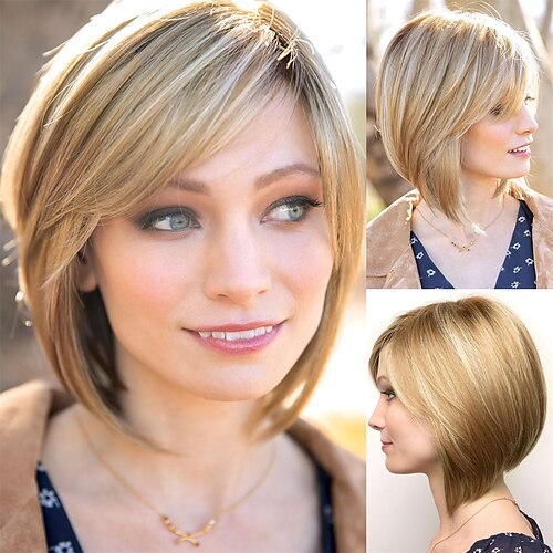 Fencca Blonde Highlight Bob Wigs for White Women Short Straight Ombre Blonde Wig Layered Synthetic Bob Haircuts for Daily Party
Fencca Blonde Highlight Bob Wigs for White Women Short Straight Ombre Blonde Wig Layered Synthetic Bob Haircuts for Daily Party