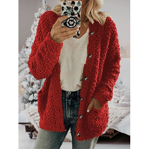 Mujer Chaqueta de lana Abrigo de peluche Mantiene abrigado Transpirable Exterior Calle Ropa Cotidiana Botón Bolsillo Forrado con Lana Botonadura Simple Cuello redondo Moda Diario Casual Plano Ajuste
Mujer Chaqueta de lana Abrigo de peluche Mantiene abrigado Transpirable Exterior Calle Ropa Cotidiana Botón Bolsillo Forrado con Lana Botonadura Simple Cuello redondo Moda Diario Casual Plano Ajuste
