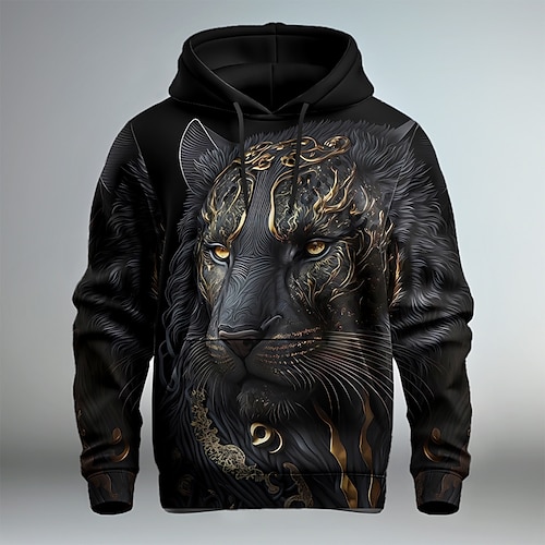 

Graphic Lion Men's Fashion 3D Print Hoodie Vacation Going out Streetwear Hoodies Black White Long Sleeve Hooded Print Front Pocket Spring & Fall Designer Hoodie Sweatshirt