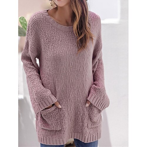 Mujer Suéter de punto Cuello Barco Estriado Tejer Poliéster Bolsillo De Punto Otoño Invierno Regular Exterior Diario Noche Moda Ropa de calle Casual Manga Larga Color sólido Rosa S M L
Mujer Suéter de punto Cuello Barco Estriado Tejer Poliéster Bolsillo De Punto Otoño Invierno Regular Exterior Diario Noche Moda Ropa de calle Casual Manga Larga Color sólido Rosa S M L