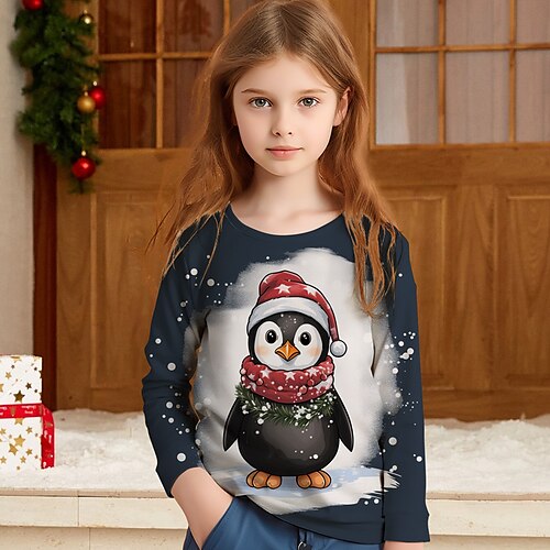 Christmas Girls' 3D Penguin Tee Shirt Long Sleeve 3D Print Fall Winter Active Fashion Cute Polyester Kids 3-12 Years Crew Neck Outdoor Casual Daily Regular Fit
Christmas Girls' 3D Penguin Tee Shirt Long Sleeve 3D Print Fall Winter Active Fashion Cute Polyester Kids 3-12 Years Crew Neck Outdoor Casual Daily Regular Fit