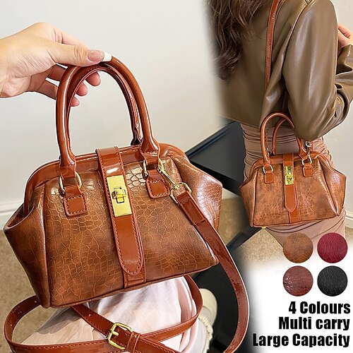 Damen Handtasche Umhängetasche Schultertasche Boston-Tasche PU-Leder Party Täglich Festtage Schnalle Hohe Kapazität Wasserdicht Leichtgewichtig Feste Farbe Krokodilmuster Patchwork Weinrot Schwarz
Damen Handtasche Umhängetasche Schultertasche Boston-Tasche PU-Leder Party Täglich Festtage Schnalle Hohe Kapazität Wasserdicht Leichtgewichtig Feste Farbe Krokodilmuster Patchwork Weinrot Schwarz