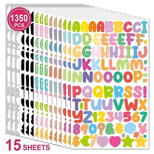 1350 Stück/15 Blatt bunte Cartoon-Englisch-Alphabet-Zahlen-dekorative Aufkleber, multifunktionale wasserdichte DIY-Aufkleber, Handbuch-Materialtasche
1350 Stück/15 Blatt bunte Cartoon-Englisch-Alphabet-Zahlen-dekorative Aufkleber, multifunktionale wasserdichte DIY-Aufkleber, Handbuch-Materialtasche