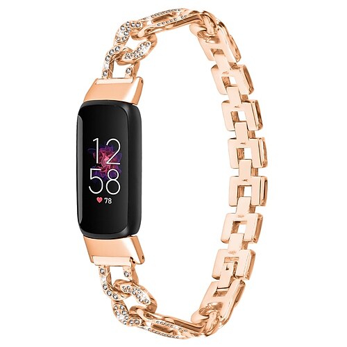 

Pulseira de Smartwatch Compatível com Fitbit Luxe Aço Inoxidável Relógio inteligente Alça Feminino Purpurina Cristal Pulseira de joias Substituição Pulseira