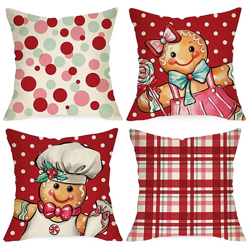 Lot de 4 coussins décoratifs en forme de bonhomme de pain d'épices de Noël double face pour chambre à coucher, salon, canapé, chaise, banc
Lot de 4 coussins décoratifs en forme de bonhomme de pain d'épices de Noël double face pour chambre à coucher, salon, canapé, chaise, banc