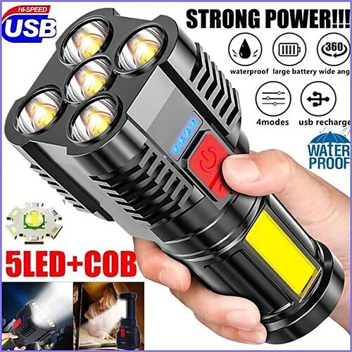 Linterna potente ultrabrillante de 5led, linternas led recargables de alta potencia, antorcha de iluminación para exteriores impermeable
Linterna potente ultrabrillante de 5led, linternas led recargables de alta potencia, antorcha de iluminación para exteriores impermeable