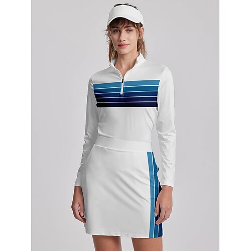 Femme T-shirt POLO Chemise de golf Polo boutonné Respirable Séchage rapide Evacuation de l'humidité manche longue Vêtements de golf Top Standard Bloc de couleur Rayure Printemps Automne Tennis Le
Femme T-shirt POLO Chemise de golf Polo boutonné Respirable Séchage rapide Evacuation de l'humidité manche longue Vêtements de golf Top Standard Bloc de couleur Rayure Printemps Automne Tennis Le