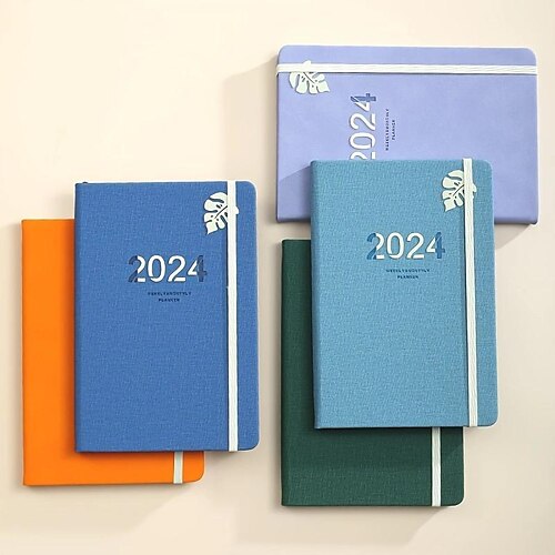 2024-Planer-Notizbuch, englischer Zeitplan, Buch, wöchentlich, monatlich, A5-Notizbuch mit Riemen
2024-Planer-Notizbuch, englischer Zeitplan, Buch, wöchentlich, monatlich, A5-Notizbuch mit Riemen