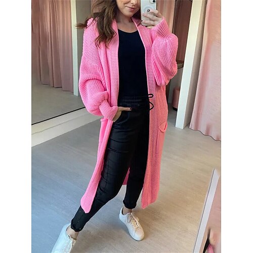 Mujer Cárdigan Escote en Pico Estriado Tejer Poliéster Bolsillo De Punto Otoño Invierno Largo Exterior Diario Noche Moda Ropa de calle Casual Manga Larga Color sólido Negro Blanco Rosa S M L
Mujer Cárdigan Escote en Pico Estriado Tejer Poliéster Bolsillo De Punto Otoño Invierno Largo Exterior Diario Noche Moda Ropa de calle Casual Manga Larga Color sólido Negro Blanco Rosa S M L