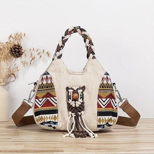 Bohème-Stil, gewebt, Eulenmuster, Damen-Umhängetasche, tragbare Umhängetasche, originelles Design, vielseitige multifunktionale Handtasche für Strandreisen, Urlaub
Bohème-Stil, gewebt, Eulenmuster, Damen-Umhängetasche, tragbare Umhängetasche, originelles Design, vielseitige multifunktionale Handtasche für Strandreisen, Urlaub