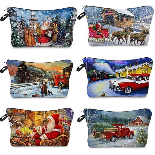 Sac imprimé père noël de noël, pochette de maquillage cosmétique de dessin animé, organisateur de toilette de voyage portable et trousse à crayons
Sac imprimé père noël de noël, pochette de maquillage cosmétique de dessin animé, organisateur de toilette de voyage portable et trousse à crayons