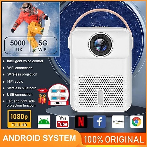 Proyector portátil x8, proyector de cine en casa con wifi, android, compatible con vídeo de 1080p, miniproyectores LED
Proyector portátil x8, proyector de cine en casa con wifi, android, compatible con vídeo de 1080p, miniproyectores LED