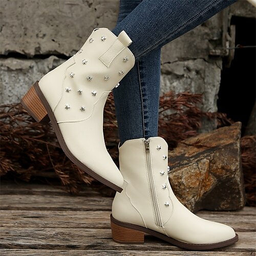 Women's Boots Plus Size Outdoor Daily Booties Ankle Boots Rhinestone Block Heel Pointed Toe Elegant Plush Casual PU Zipper Solid Color Black Beige
Women's Boots Plus Size Outdoor Daily Booties Ankle Boots Rhinestone Block Heel Pointed Toe Elegant Plush Casual PU Zipper Solid Color Black Beige