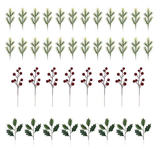 40PCS Christmas Decorative Products Artificial Pine Branch Red Berry Christmas Leaf Flower Bundle Suitable for Christmas Party DIY Christmas wreath Gift Christmas Tree Decorative Accessories
40PCS Christmas Decorative Products Artificial Pine Branch Red Berry Christmas Leaf Flower Bundle Suitable for Christmas Party DIY Christmas wreath Gift Christmas Tree Decorative Accessories