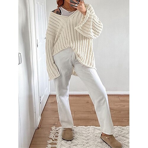 Mujer Suéter de punto Escote en Pico Estriado Tejer Lana De Punto Otoño Invierno Regular Exterior Diario Festivos Moda Ropa de calle Casual Manga Larga Color sólido Blanco Naranja Marrón S M L
Mujer Suéter de punto Escote en Pico Estriado Tejer Lana De Punto Otoño Invierno Regular Exterior Diario Festivos Moda Ropa de calle Casual Manga Larga Color sólido Blanco Naranja Marrón S M L