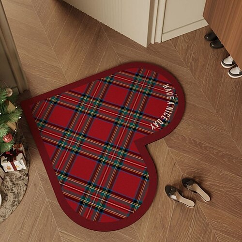 Tapete para puerta de entrada con sensación de ambiente navideño, tapete antideslizante sin lavado rojo, tapete de cuero en forma de corazón en la entrada
Tapete para puerta de entrada con sensación de ambiente navideño, tapete antideslizante sin lavado rojo, tapete de cuero en forma de corazón en la entrada
