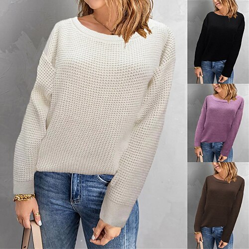 Pull Femme Gauffré Tricoter Col Ras du Cou Polyester Tricoté Automne Hiver Normal Extérieur du quotidien Sortie Mode Vêtement de rue Décontractées manche longue Couleur unie Noir Violet Gris foncé S
Pull Femme Gauffré Tricoter Col Ras du Cou Polyester Tricoté Automne Hiver Normal Extérieur du quotidien Sortie Mode Vêtement de rue Décontractées manche longue Couleur unie Noir Violet Gris foncé S